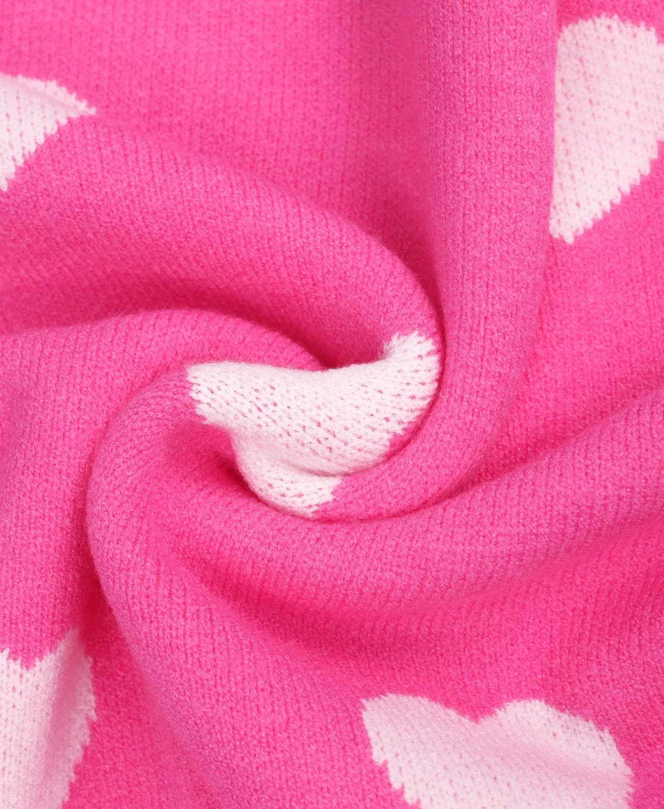 Elevate Your Casual Wardrobe with Our Hot Pink Oversized Knit Sweater Featuring a Charming Heart Pattern